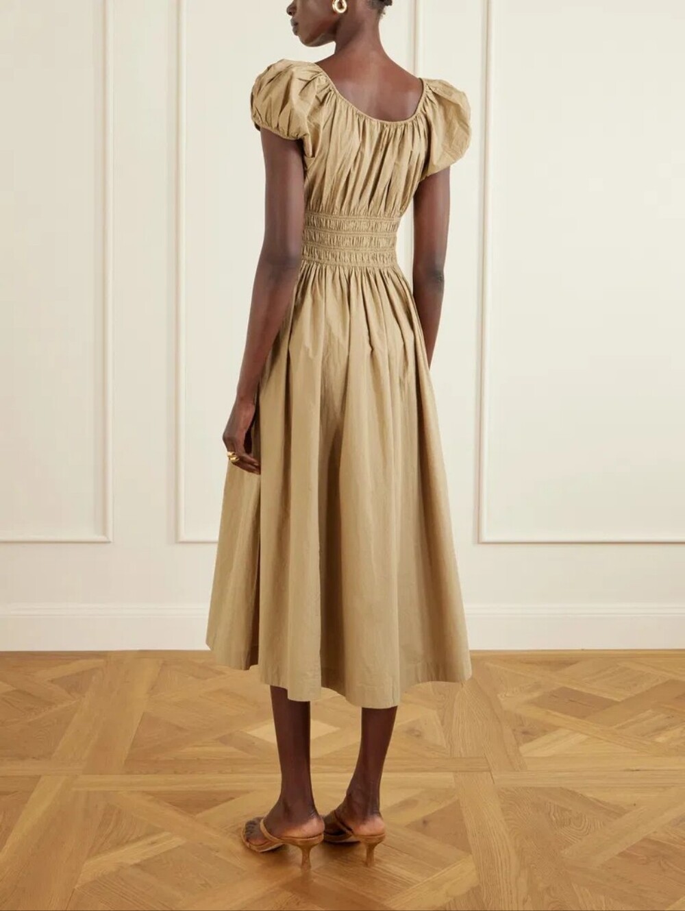 Doen Quinn in prairie sands xlarge midi dress bohemian organic cotton minimalist - Picture 4 of 5